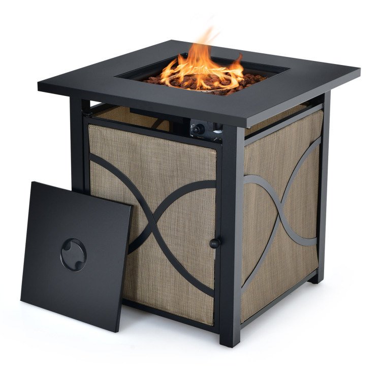 25 Inch 40000 BTU Propane Fire Pit Table with Lid and Fire Glass 25 Inch 40000 BTU Propane Fire Pit Table with Lid and Fire Glass