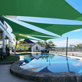 Artpuch Custom Size Dark Green Sun Shade Sail Triangle Canopy 185 GSM Durable Fabric UV Block Awning for Outdoor Patio Garden Backyard (Customized Ava (Color: Dark Green, size: 13x23x26.4)